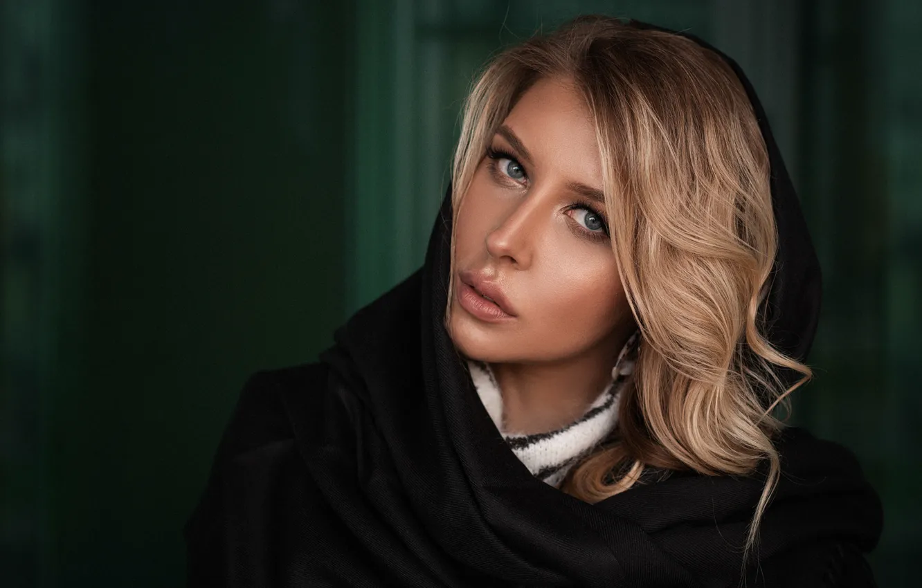 Photo wallpaper look, girl, face, background, hair, portrait, shawl, Irina
