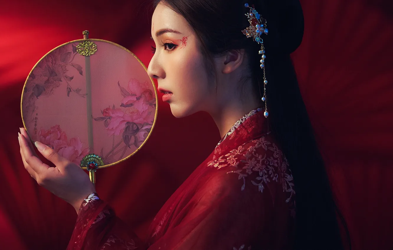 Photo wallpaper fan, kimono, Asian