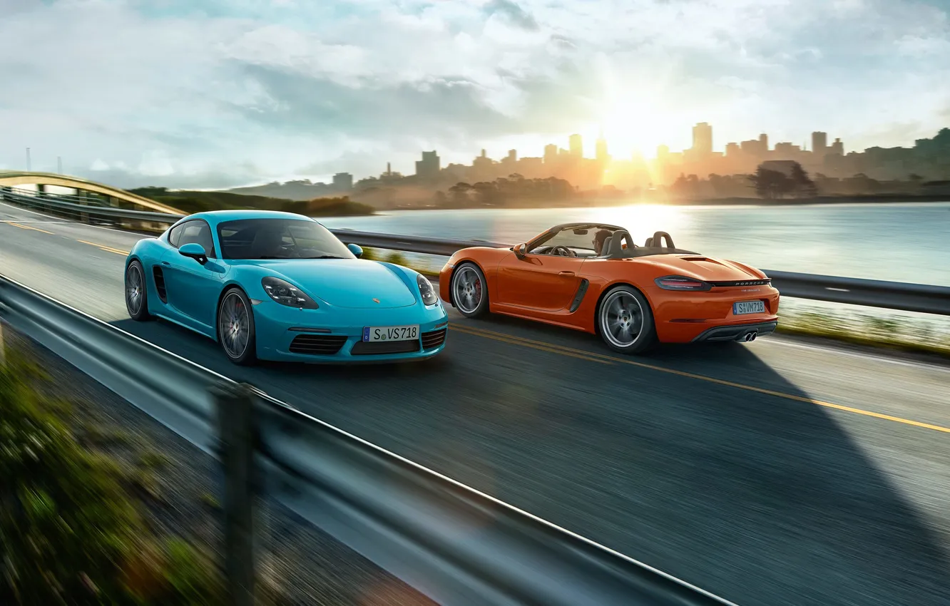 Photo wallpaper Porsche, Roadster, Porsche, Boxster, bokster, 718