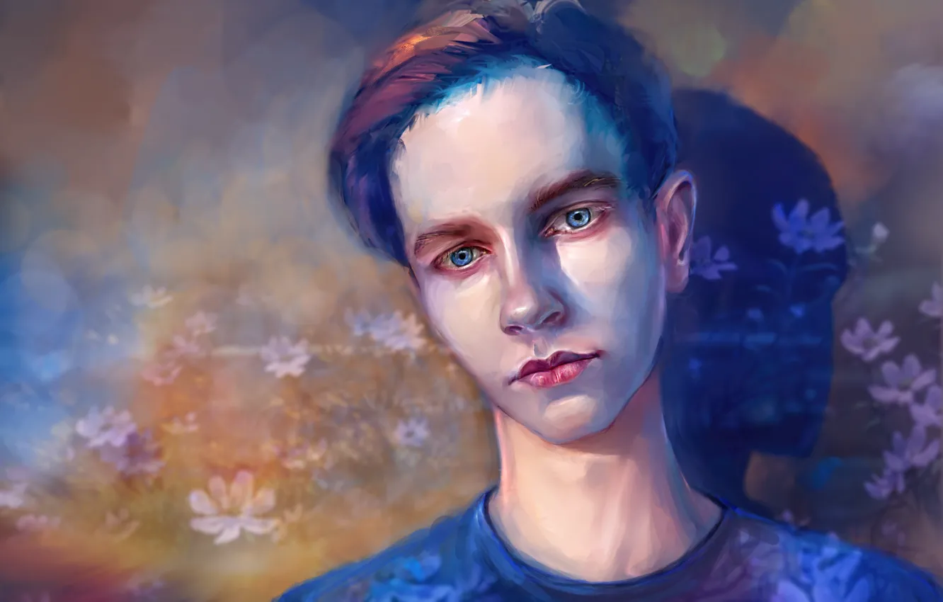 Photo wallpaper flowers, background, guy, by LusiusMalfoy
