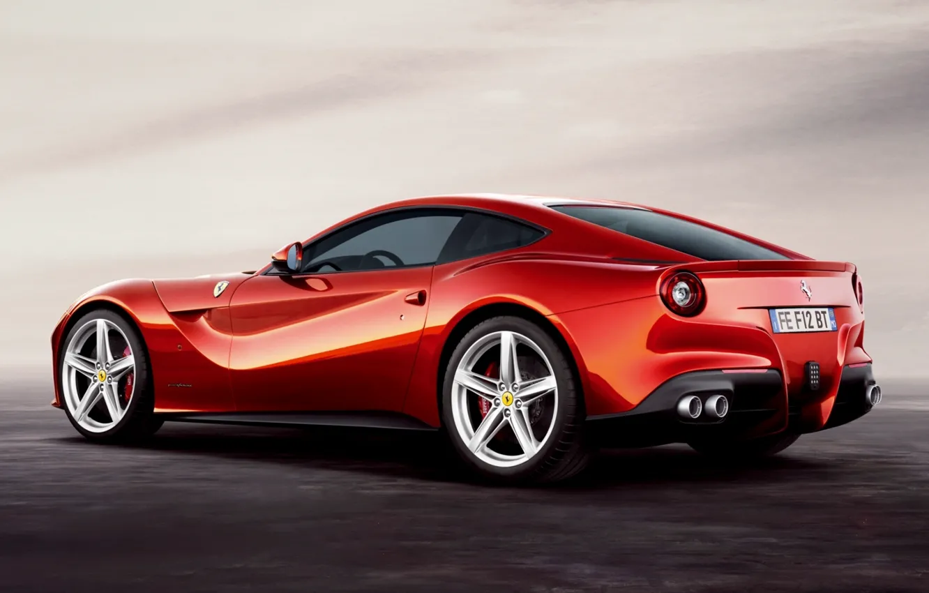 Photo wallpaper red, supercar, ferrari, Ferrari, rear view, beautiful car, f12, berlinetta