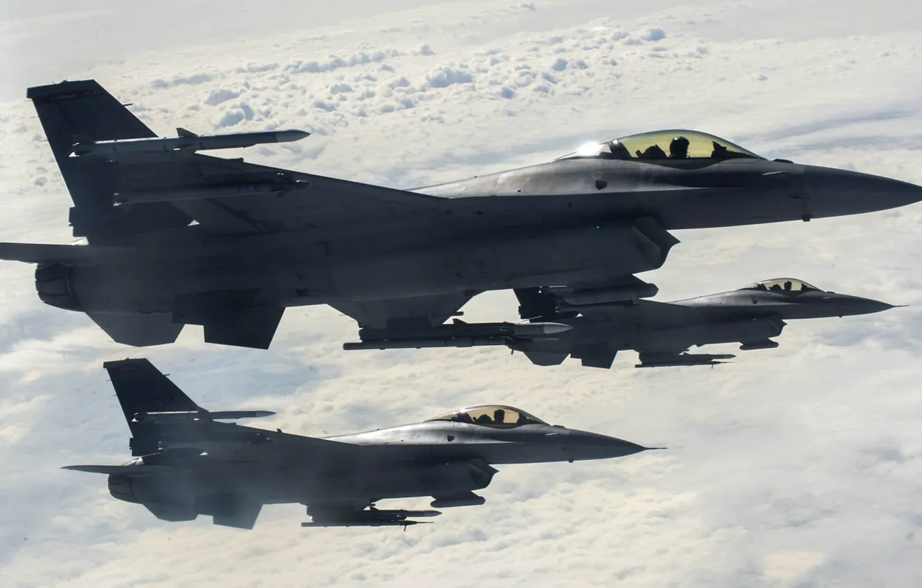 Photo wallpaper F-16, Fighting Falcon, UNITED STATES AIR FORCE, General Dynamics, Attacking Falcon