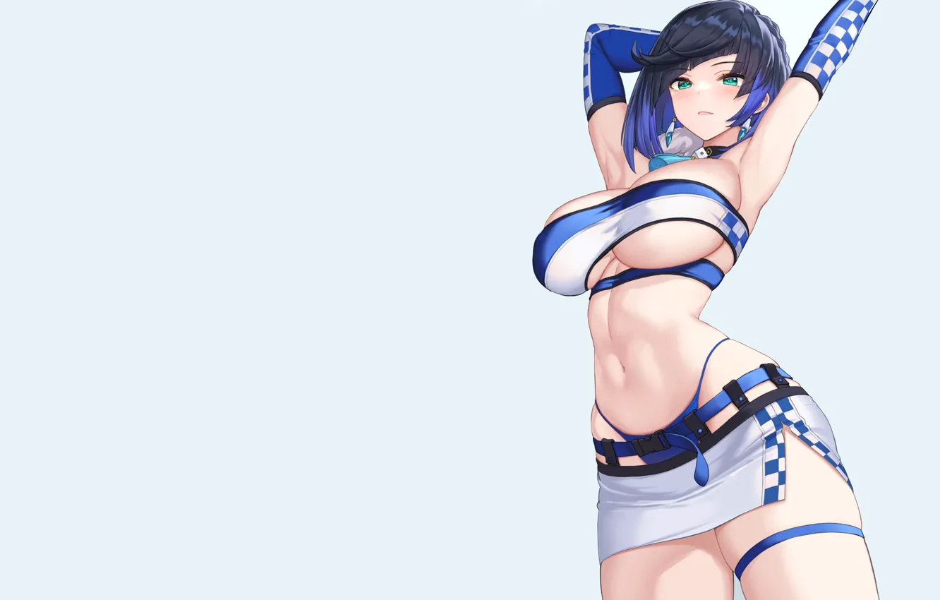 Photo wallpaper girl, hot, sexy, sexy girl, blue, anime, pretty, babe