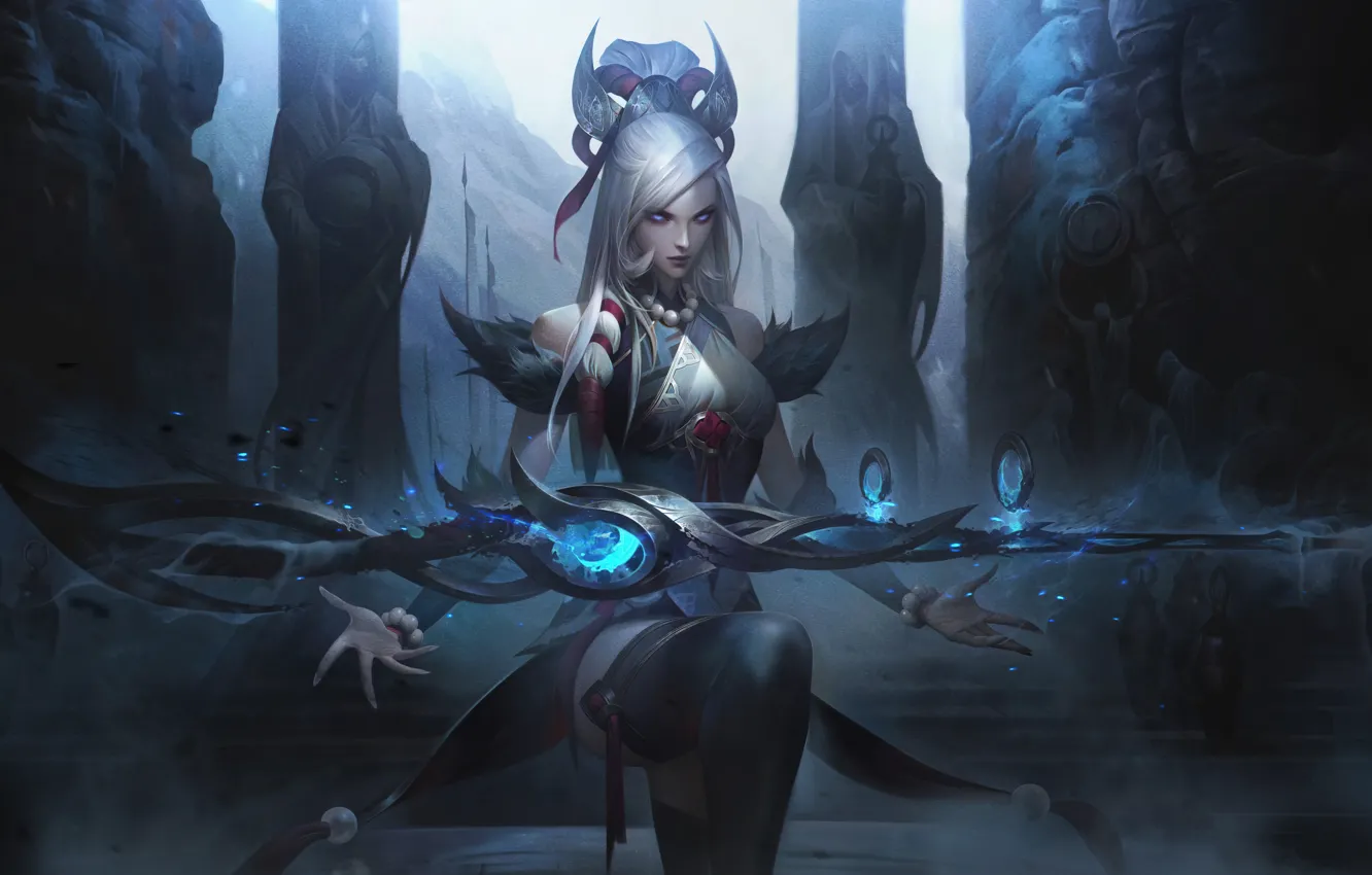 Photo wallpaper art, League of Legends, Caitlyn, LoL, skin, Snow Moon