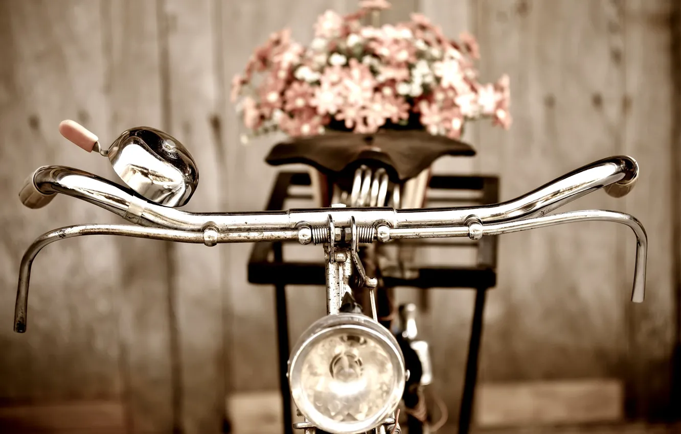 Photo wallpaper flowers, bike, background, mood, Wallpaper, the wheel, wallpaper, flowers
