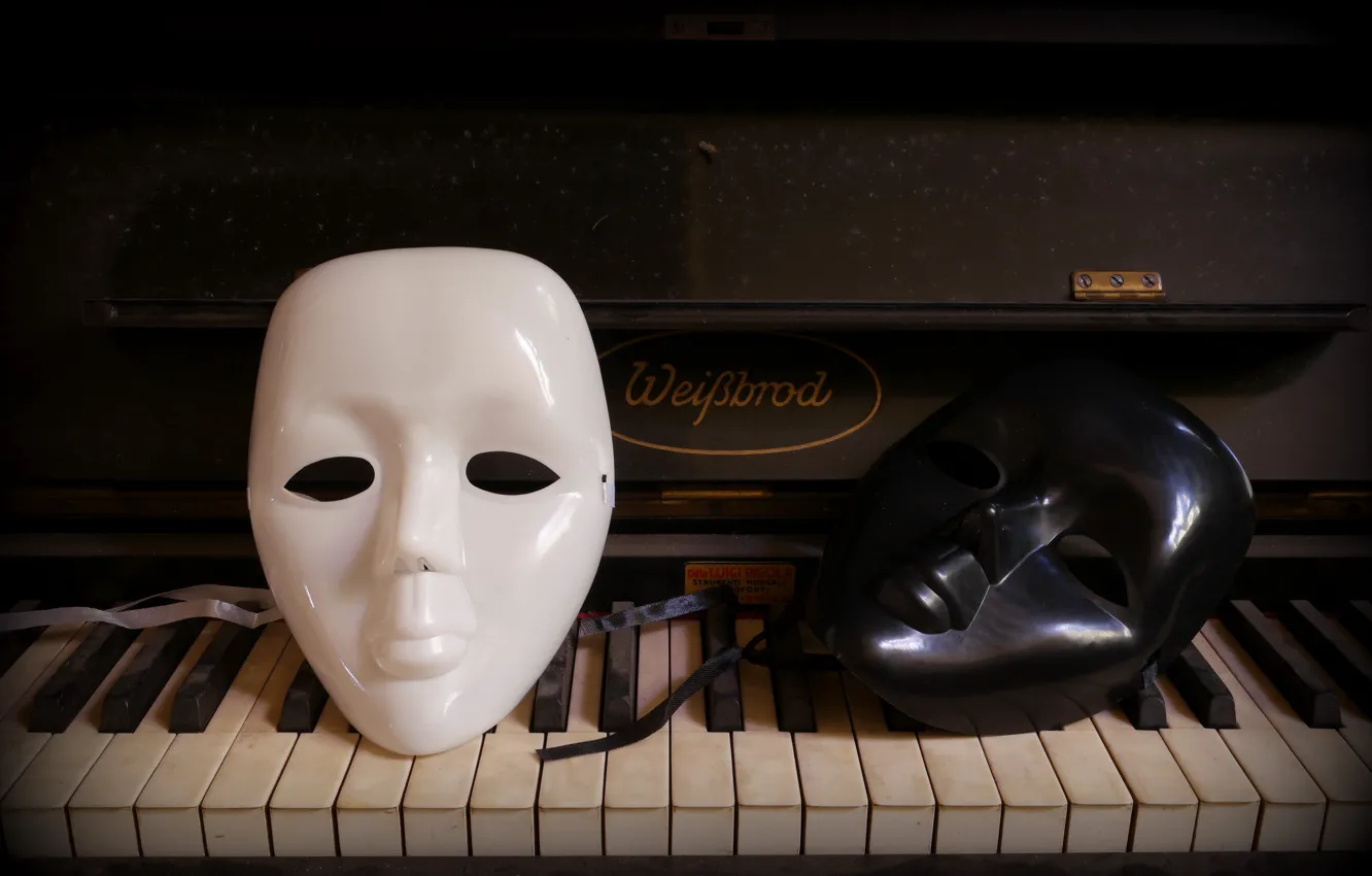 Photo wallpaper background, piano, mask