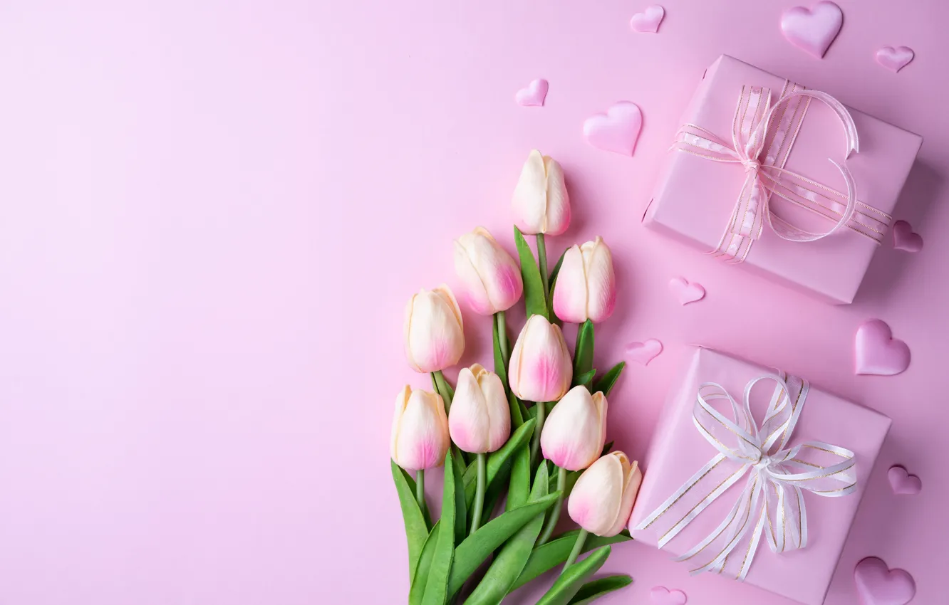 Photo wallpaper flowers, holiday, tulips, Podarok