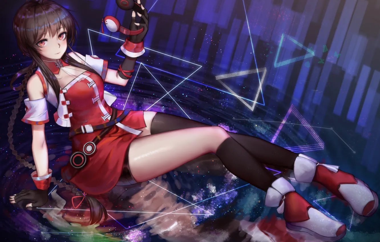 Photo wallpaper girl, space, headphones, Vocaloid