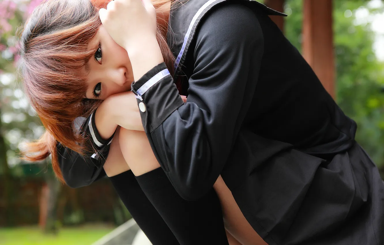 Photo wallpaper look, Golf, skirt, bangs