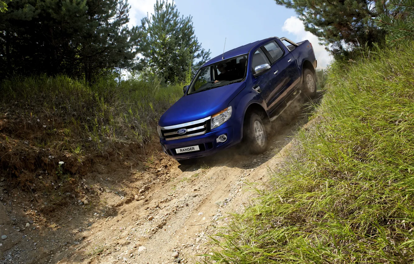 Photo wallpaper blue, the descent, Ford, pickup, Ranger