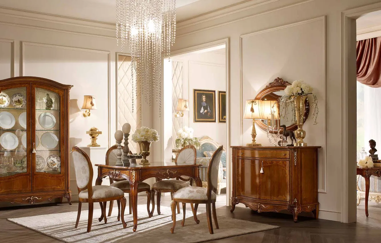 Photo wallpaper design, room, interior, dining room, castle style