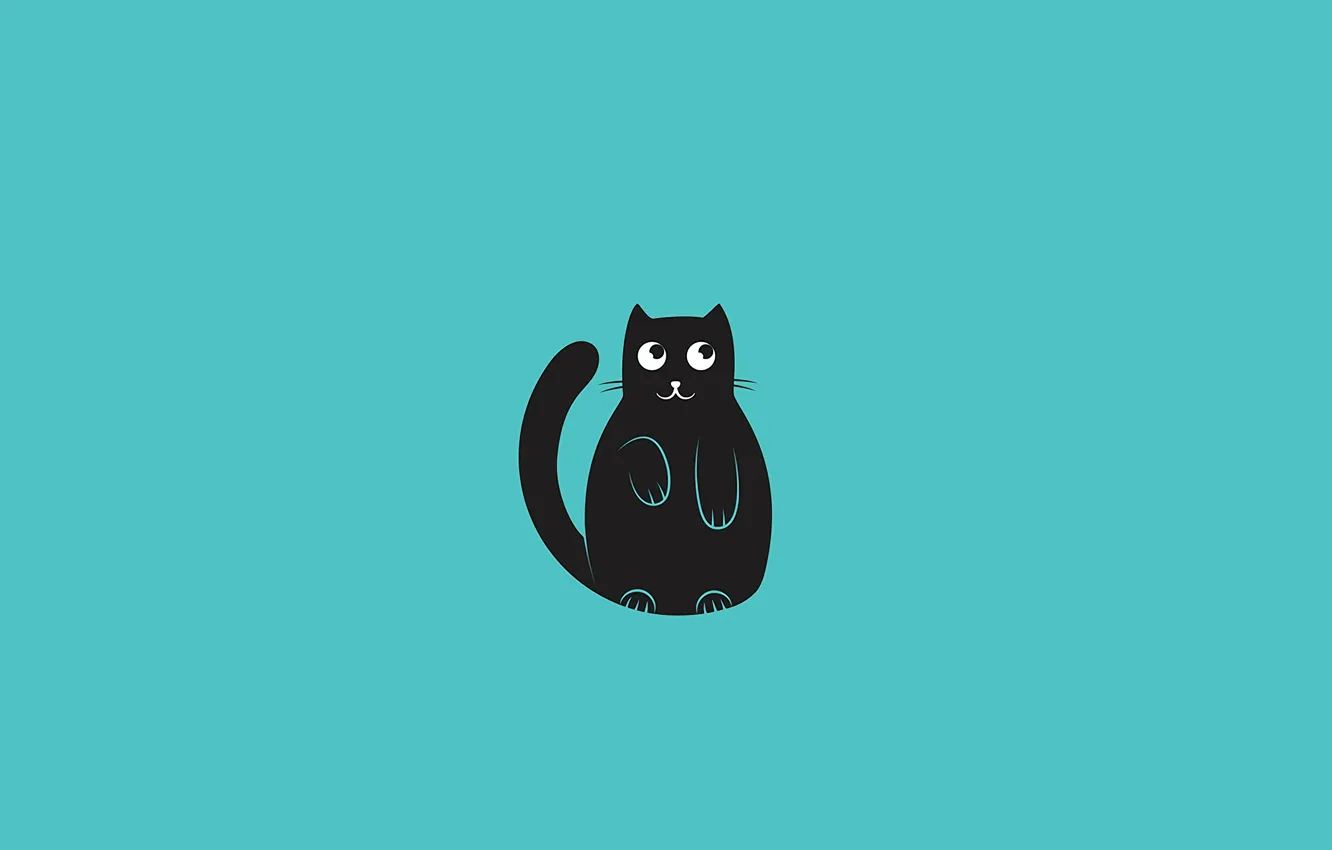 Photo wallpaper cat, background, blue, Wallpaper, minimalism, vector, art, funny