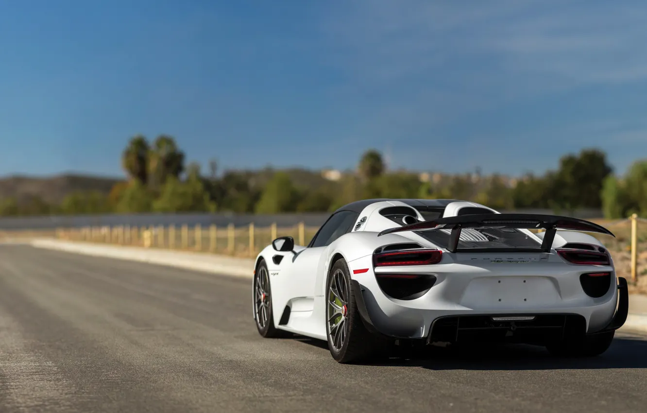 Photo wallpaper Porsche, white, 918, Porsche 918 Spyder Weissach Package