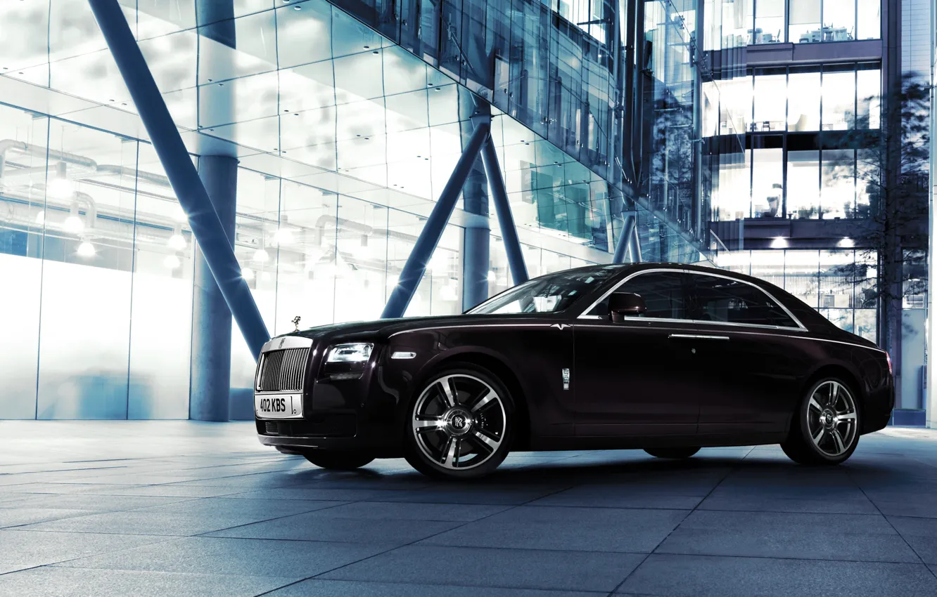 Photo wallpaper Auto, Night, The city, Machine, Side view, Rolls Royce Ghost V-Specification