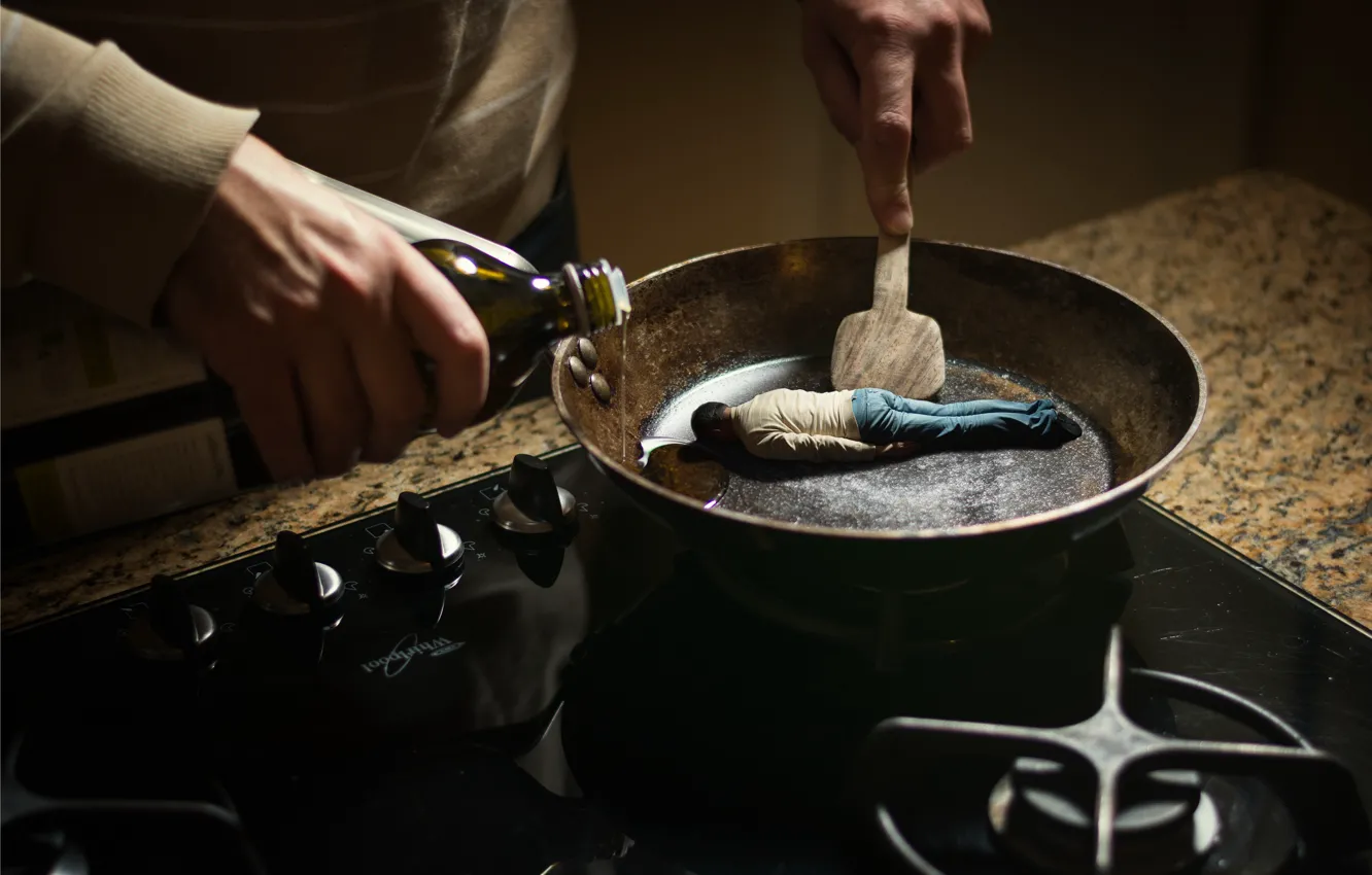 Photo wallpaper people, food, plate, pan