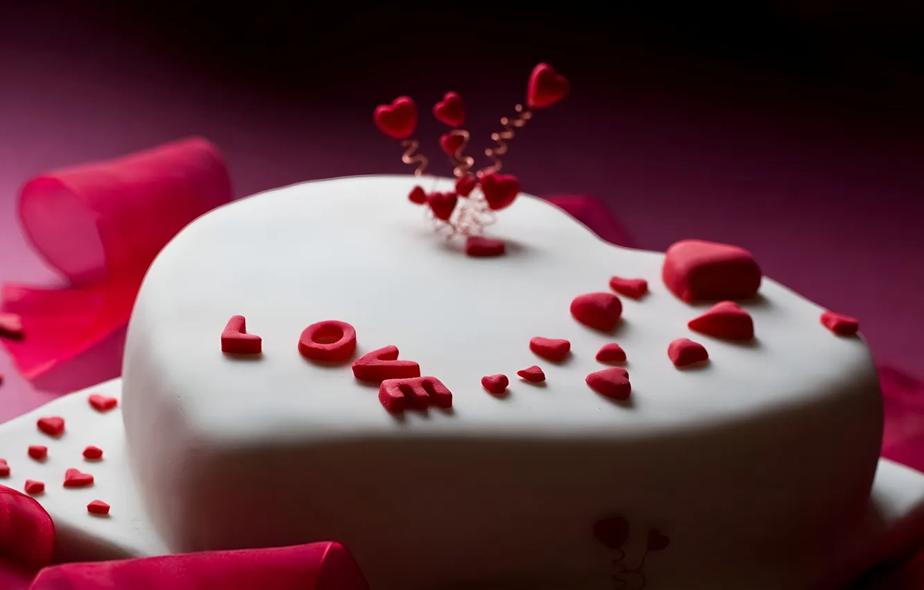 Photo wallpaper macro, love, hearts, cake, sweet
