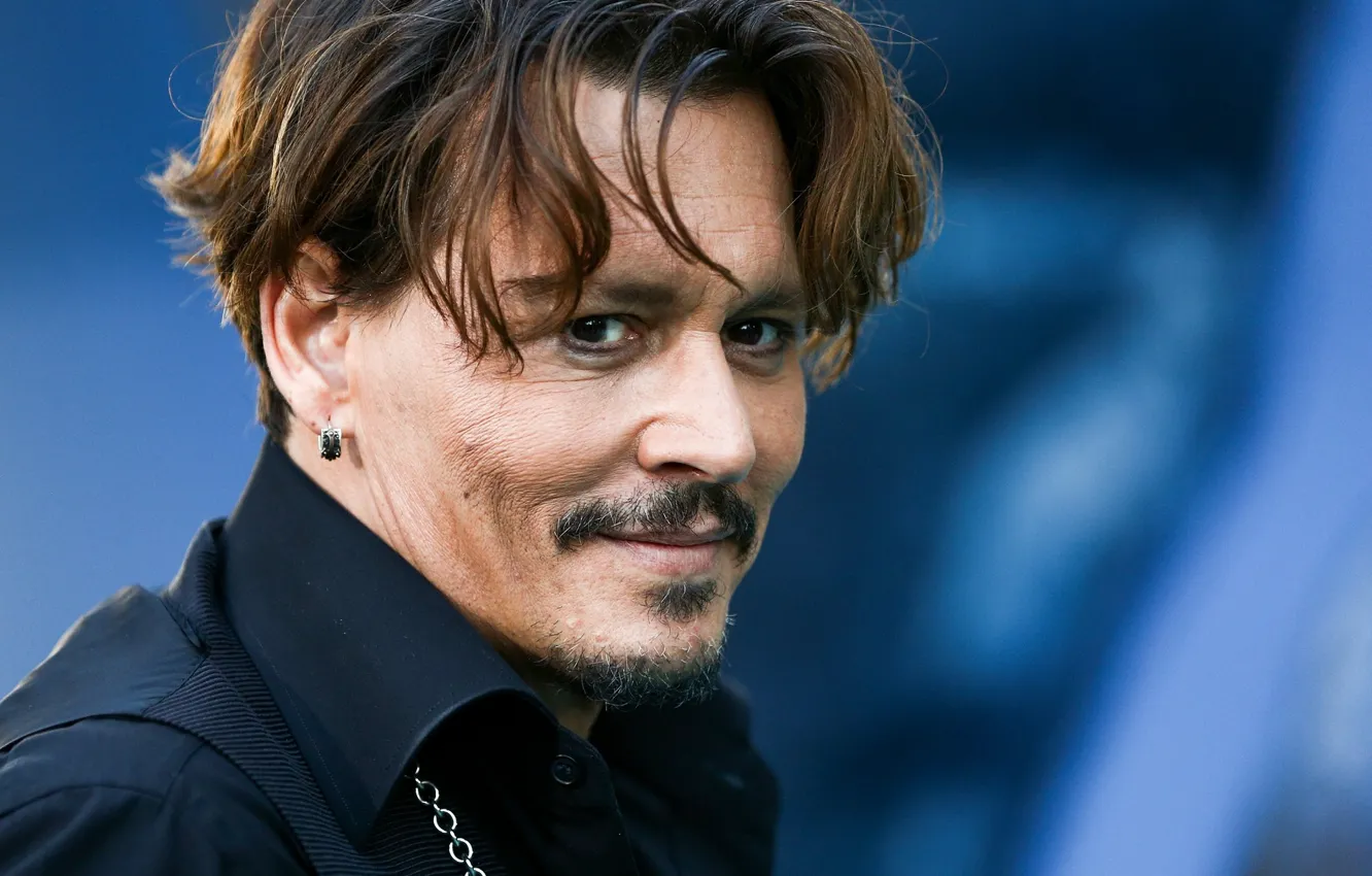 Photo wallpaper smile, earrings, actor, johnny Depp