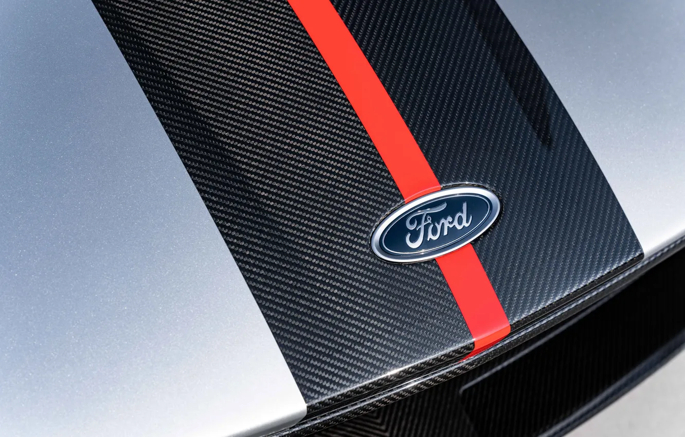 Photo wallpaper Ford, logo, hood