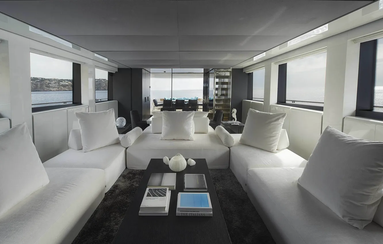 Photo wallpaper view, luxury, yacht, salon, motor, Sanlorenzo, SL118