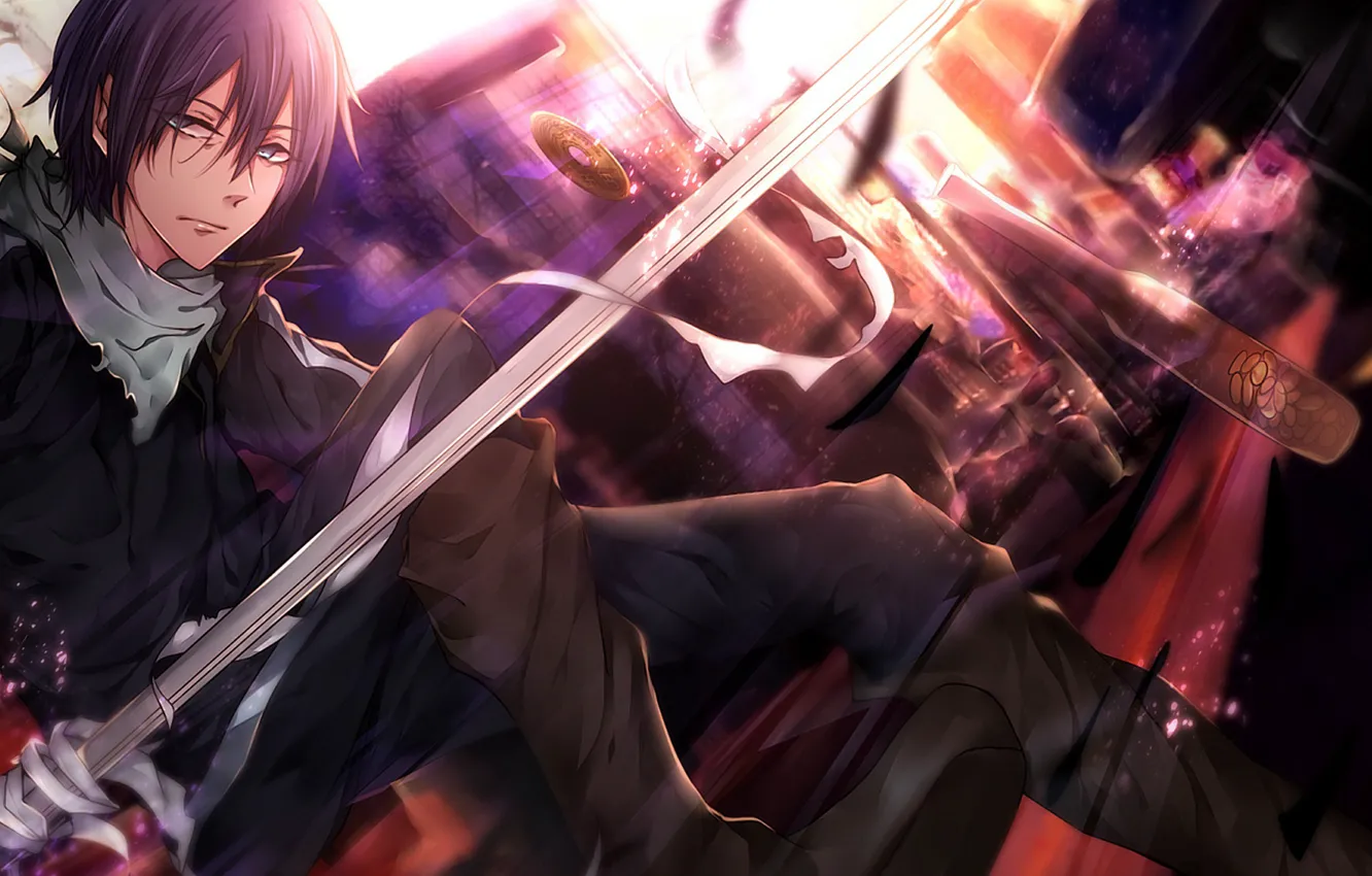 Photo wallpaper sword, anime, art, guy, A Homeless God, Noragami, Yato