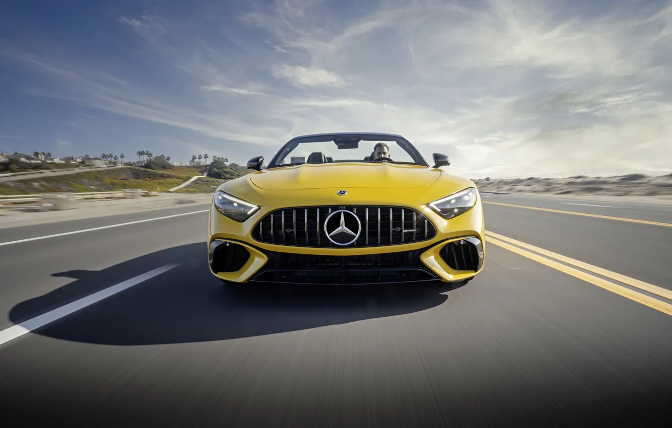 Photo wallpaper Mercedes-Benz, Mercedes, road, Mercedes-AMG, Mercedes-AMG SL 63