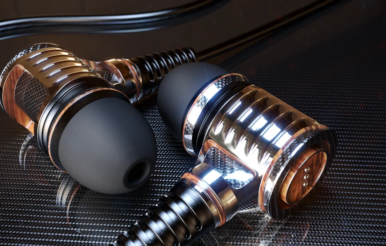 Photo wallpaper headphones, rendering, Jackdarton, carbon earphones