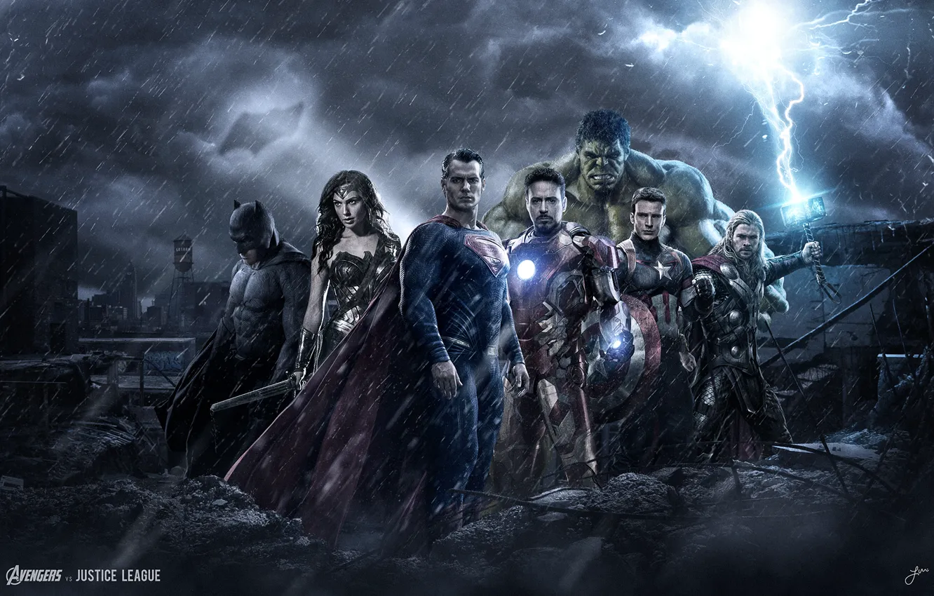 Photo wallpaper The Avengers, Justice League, superhero, thе avengers, justice leauge