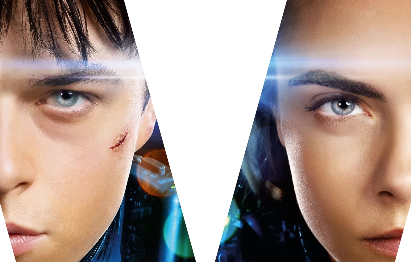 Photo wallpaper cinema, girl, boy, movie, face, film, scar, Cara Delevingne