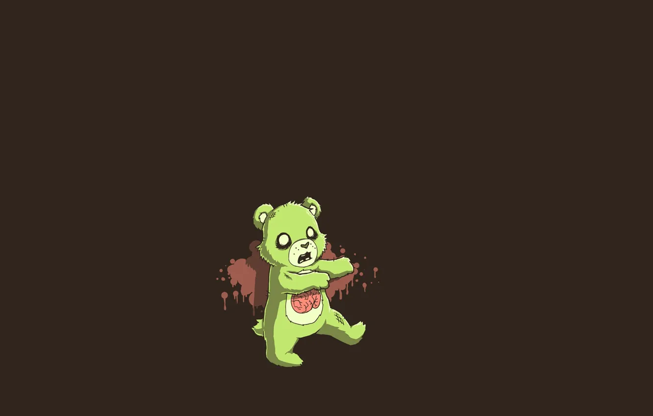 Photo wallpaper blood, bear, zombies, brain, open mouth, zombear