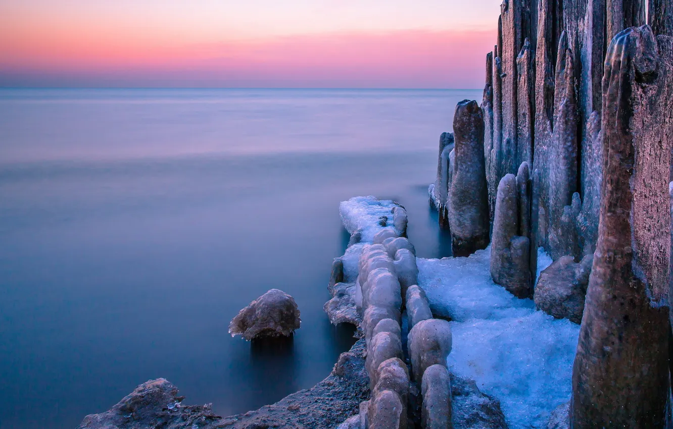 Photo wallpaper sea, landscape, ice