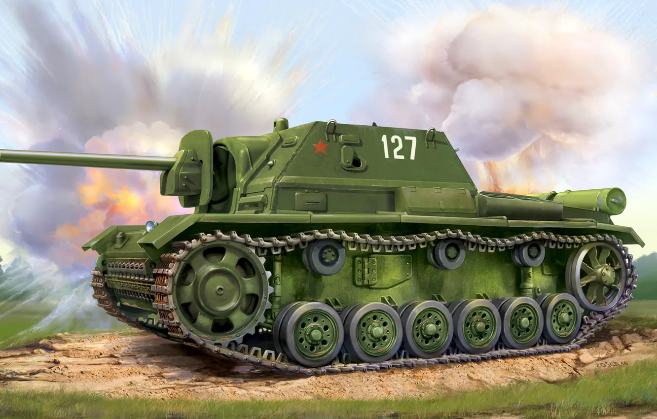 Photo wallpaper USSR, armor, self-propelled artillery, Assault gun, SU-76И