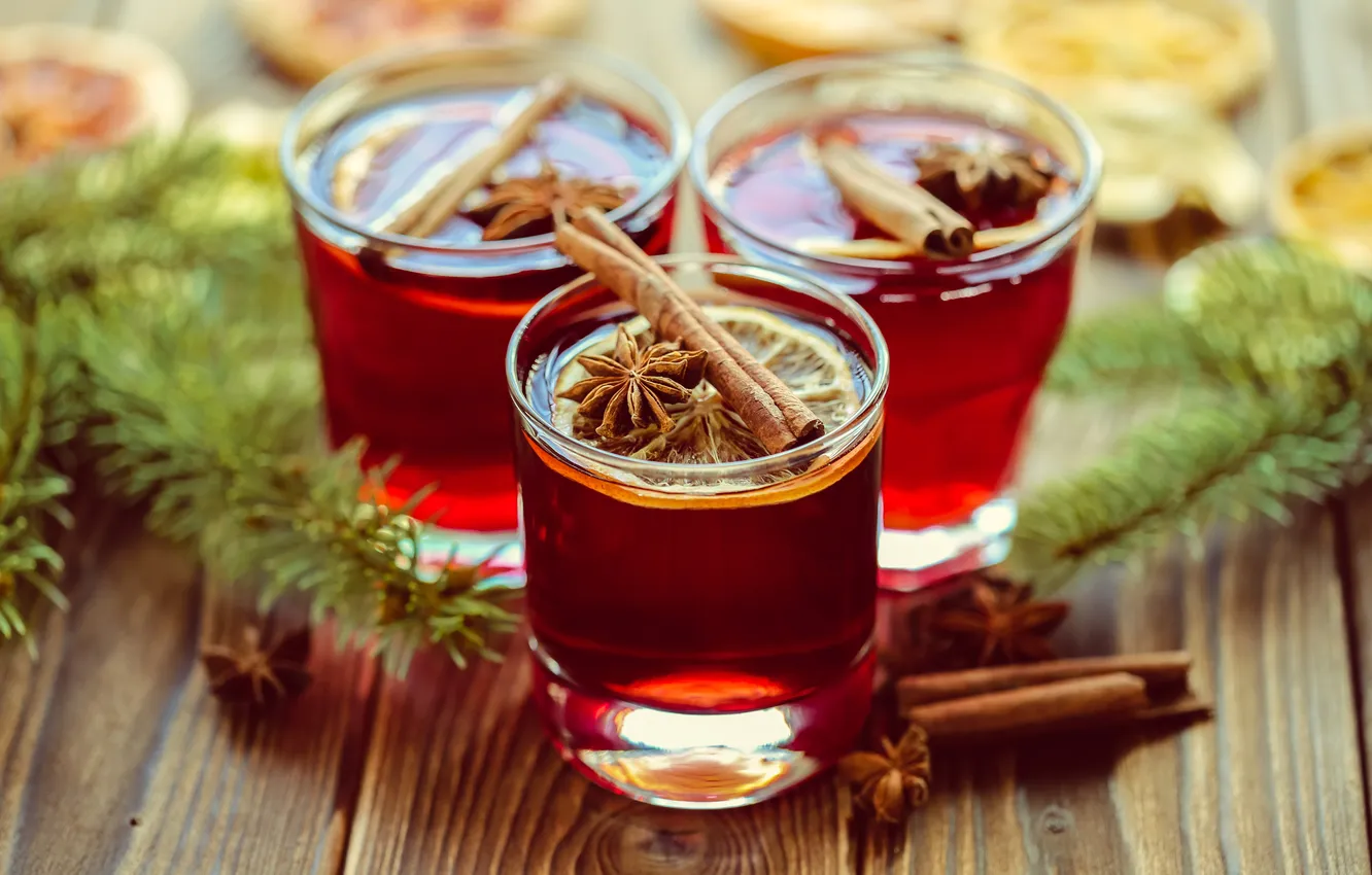 Photo wallpaper new year, Christmas, mulled wine, AI art, neural network