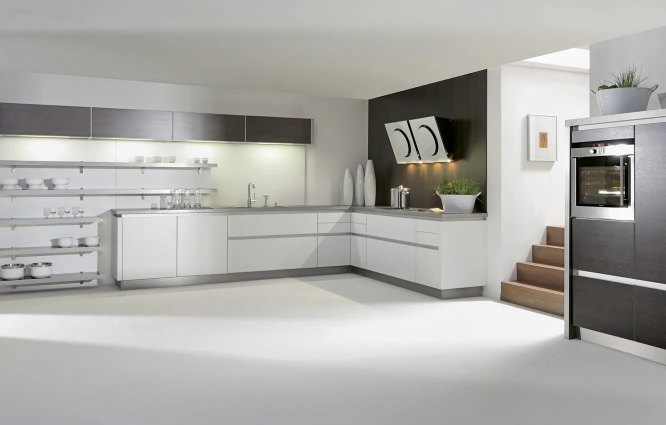 Photo wallpaper design, style, furniture, kitchen, white, white, design, interior