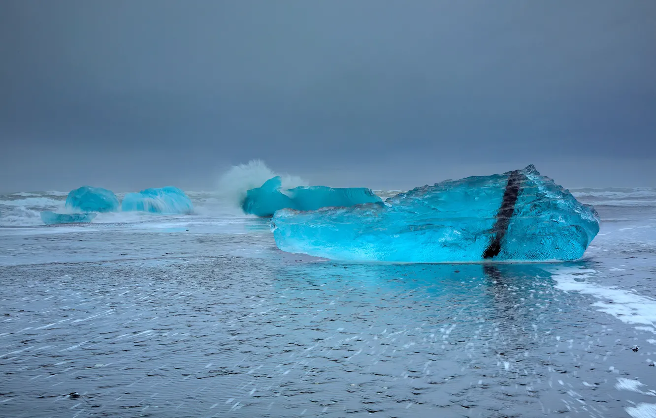 Photo wallpaper shore, ice, Iceland