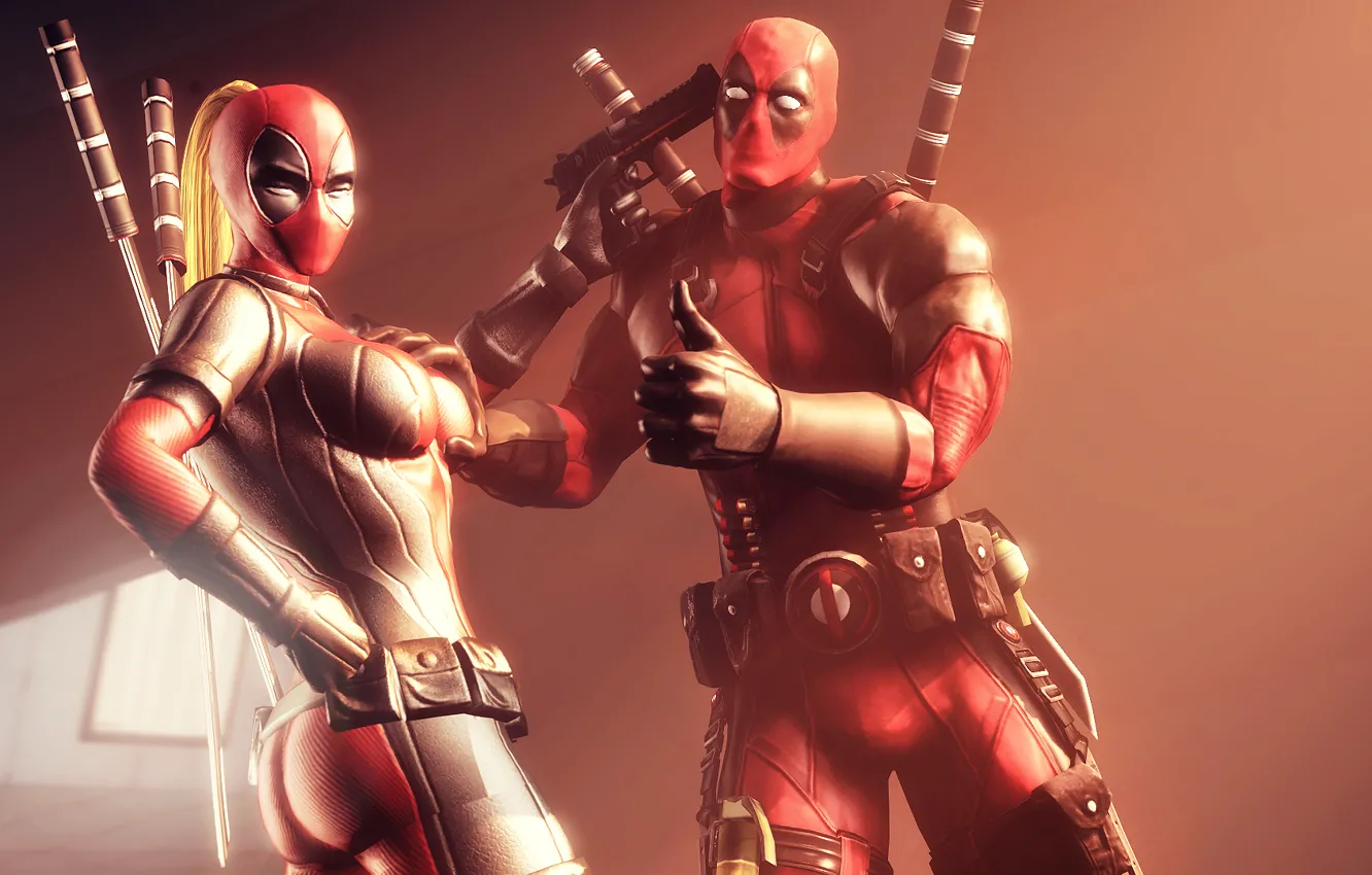 Photo wallpaper Deadpool, Deadpool, mercenary, Marvel Comics, Wade Wilson, antihero, Wanda Wilson, Lady Deadpool