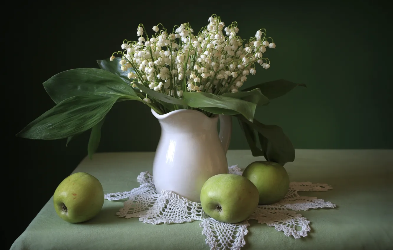 Photo wallpaper Apple, bouquet, still life, lilies of the valley