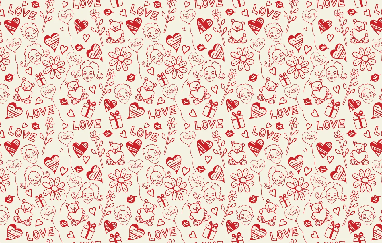 Photo wallpaper girl, love, face, holiday, heart, vector, texture, heart