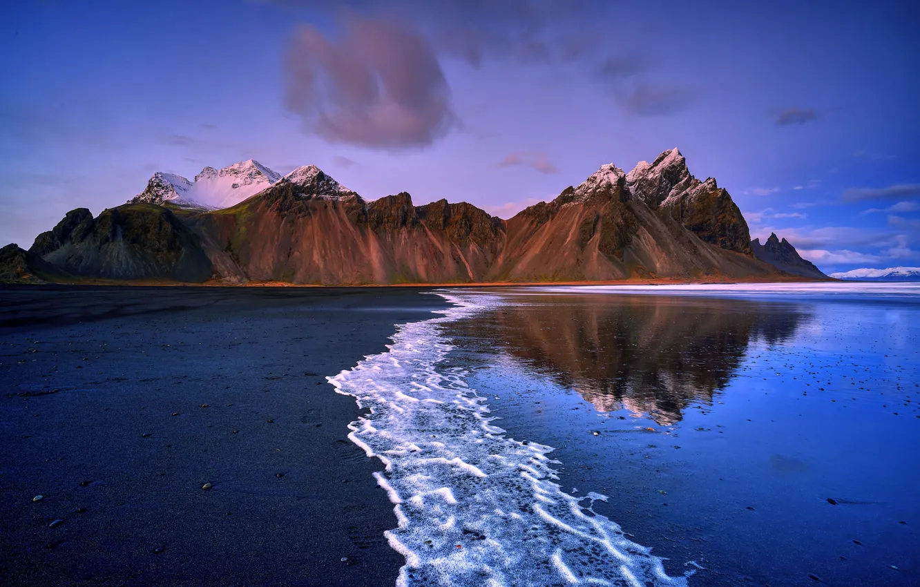 Photo wallpaper sea, mountains, shore