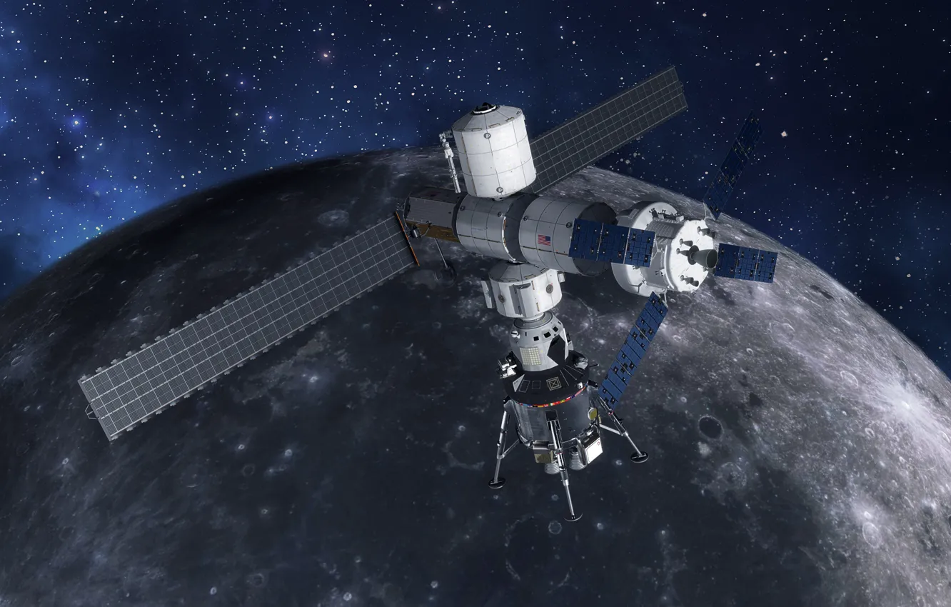 Photo wallpaper surface, the moon, Orion’s