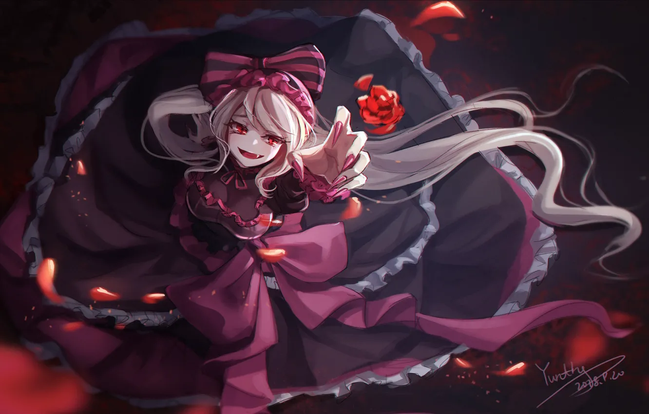 Photo wallpaper roses, vampire, Overlord, petals, Shalltear Blood Fall, girl