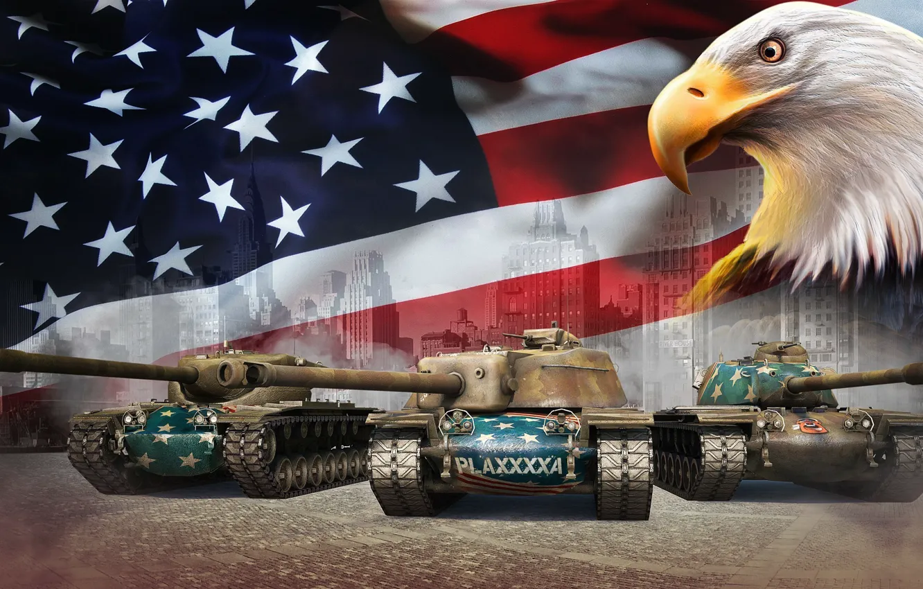 Photo wallpaper USA, Tanks, World of Tanks, The eagles, T57 Heavy