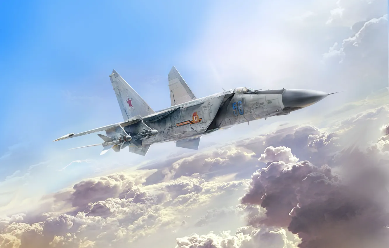 Photo wallpaper fighter, USSR, fighter-interceptor, THE SOVIET AIR FORCE, Ivan Hurenko, MiG-25ПД