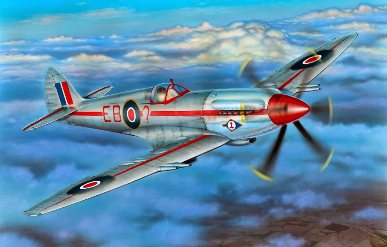 Photo wallpaper war, art, airplane, painting, aviation, Supermarine Spitfire F Mk.21 &ampquot;Contraprop&ampquot;