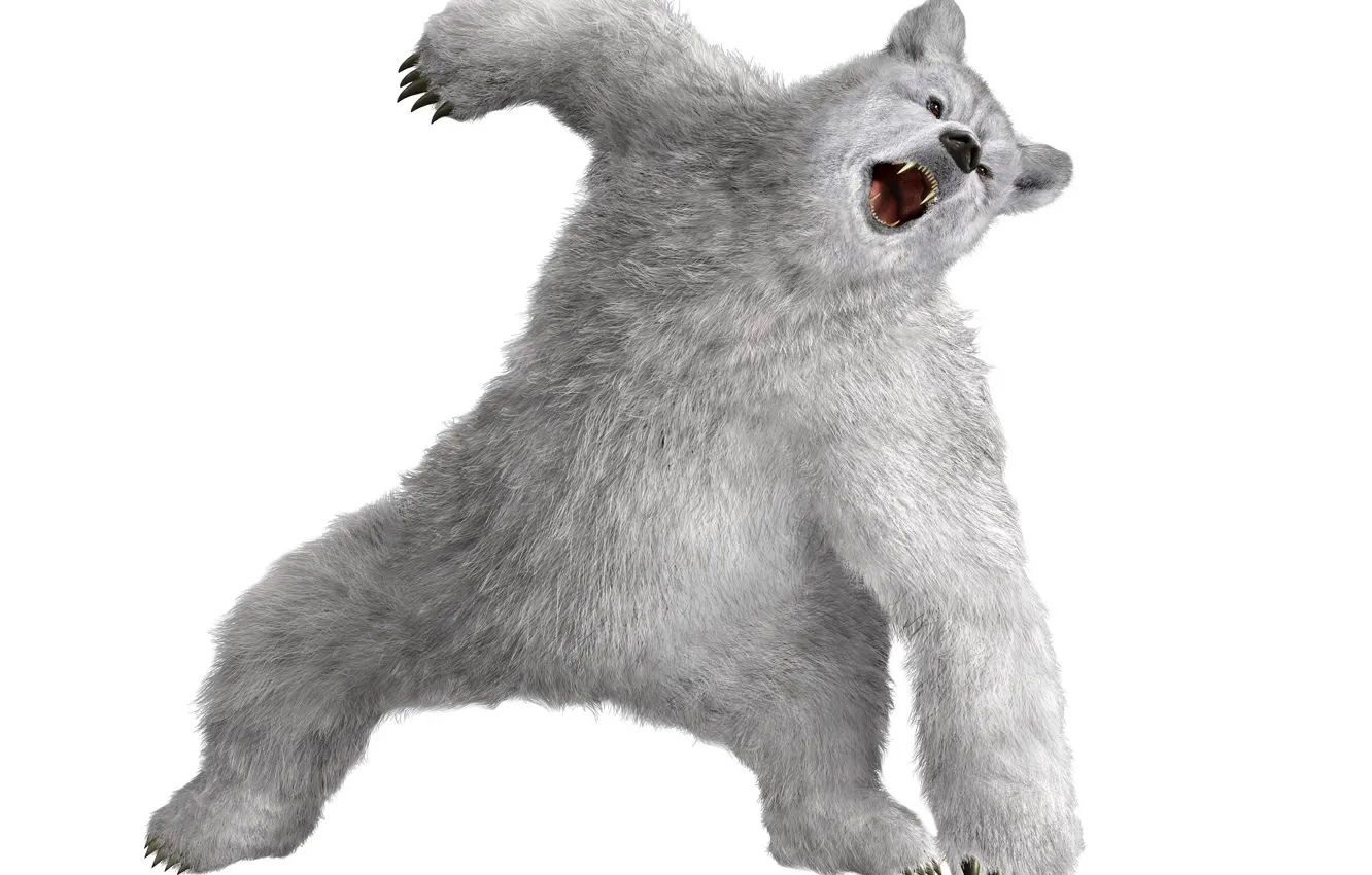 Photo wallpaper white, bear, mouth, claws, fangs, evil, Tekken, Kuma