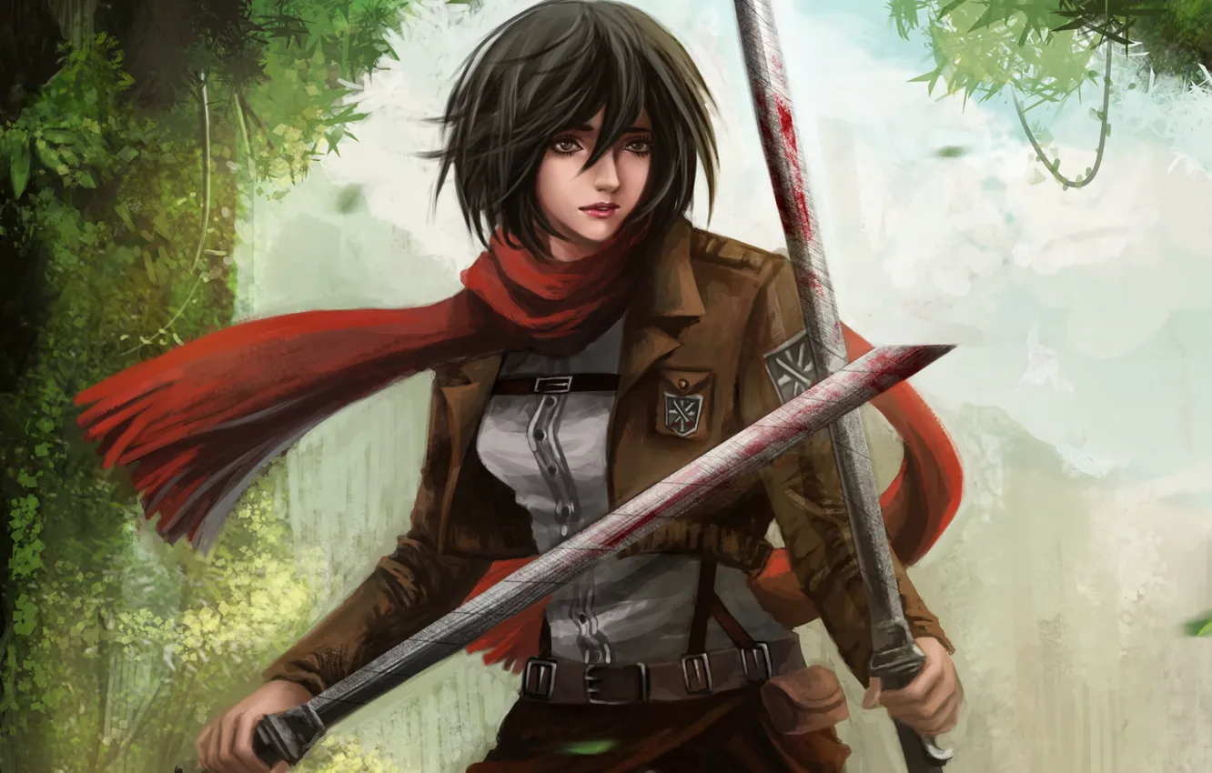 Photo wallpaper anime, scarf, art, Shingeki no Kyojin, Attack Of The Titans, The Invasion Of The Giants, …