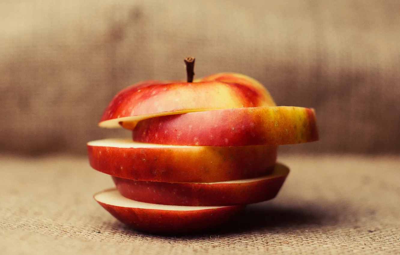 Photo wallpaper apple, food, fruits, slices, healthy, chopped
