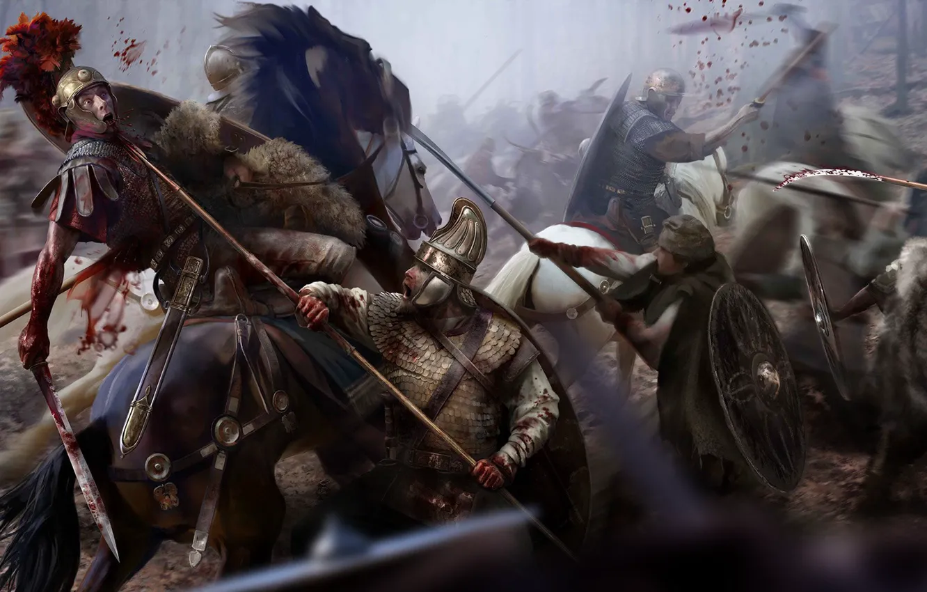 Photo wallpaper murder, warriors, slashing, Blood & Gore, Auxiliary VS Dacian