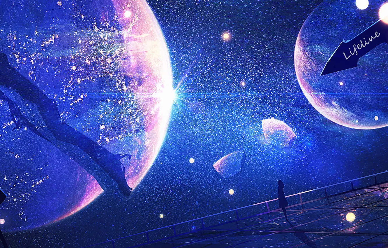 Photo wallpaper girl, space, planet, by Lifeline
