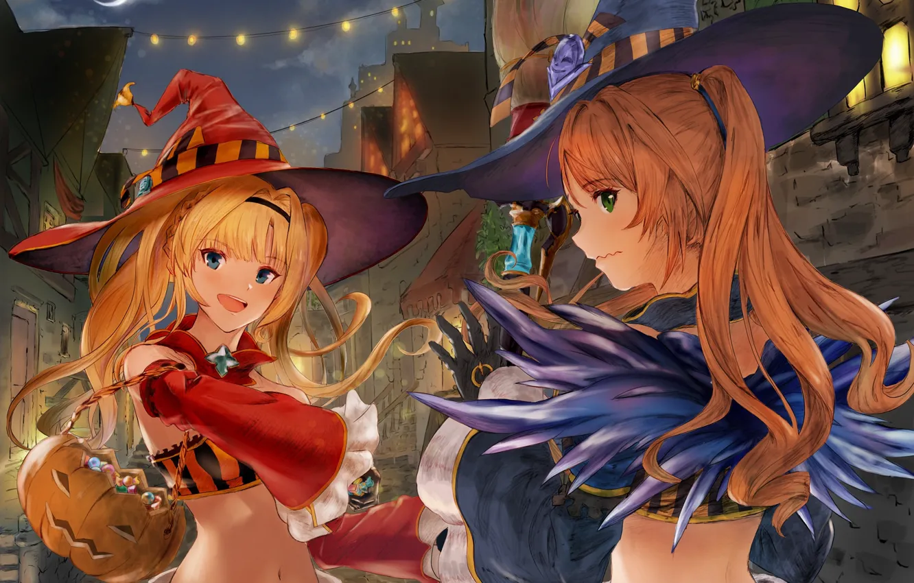 Photo wallpaper girls, pumpkin, Halloween, Granblue Fantasy