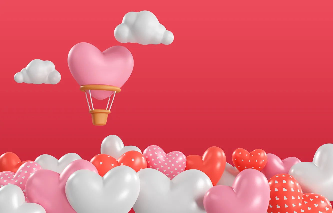 Photo wallpaper love, rendering, holiday, heart, hearts, Valentine's day, Valentine's day